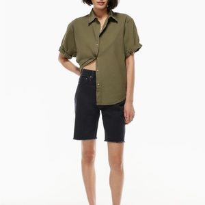 Levi’s Black Denim Ripped Distressed Long Denim Shorts